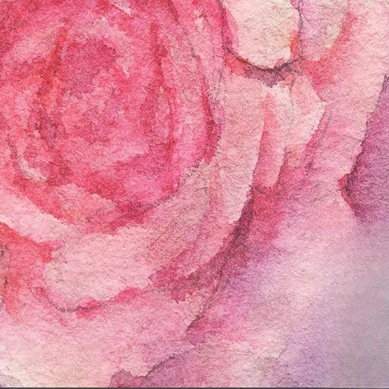 Elegant Faint Pink Roses In Watercolor Wallpaper Mural, Custom Sizes Available