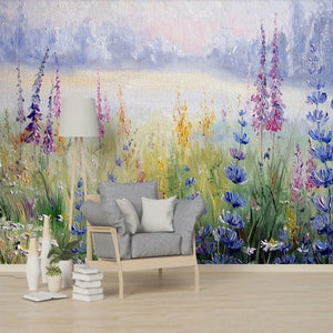 Alluring Wildflower Meadow Wallpaper Mural, Custom Sizes Available