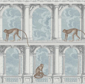 Monkeys Mural Wallpaper, Two Colors Available, Custom Sizes Available