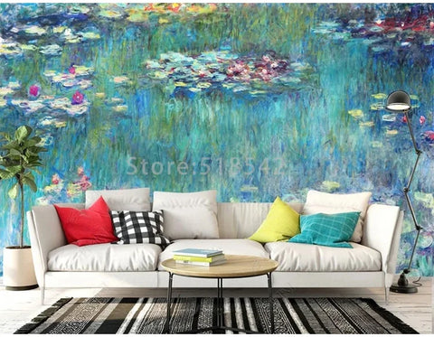 Image of Mesmerizing Impressionist Water Lilies Wallpaper Mural, Custom Sizes Available
