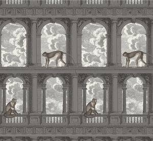 Monkeys Mural Wallpaper, Two Colors Available, Custom Sizes Available