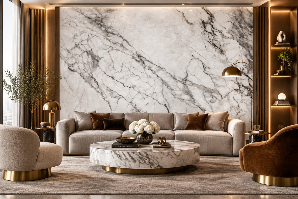 Luxurious Dark Gray Vein White Marble Wallpaper Mural, Custom Sizes Available