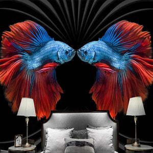 Awesome Beta Fish Face-Off Wallpaper Mural, Custom Sizes Available