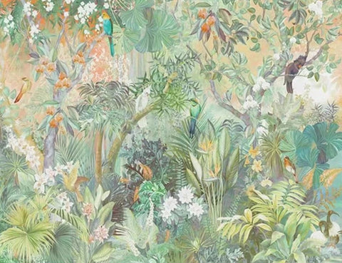 Image of Exquisite Tropical Rainforest Wallpaper Murals, Seven Depictions, Custom Sizes Available