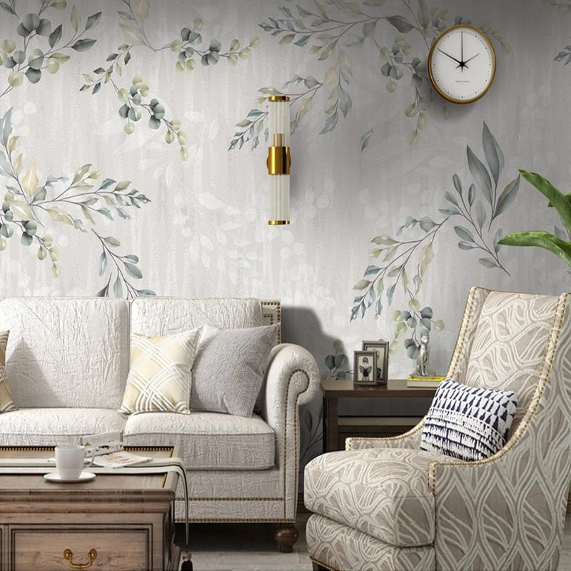 Elegant Eucalyptus Leaves Background Wallpaper Mural, Custom Sizes Available