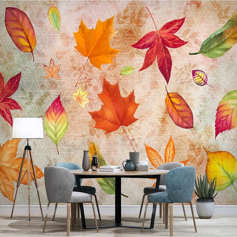 Image of Lovely Cascading Autumn Leaves Wallpaper Mural, Custom Sizes Available