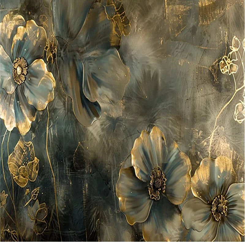 Beautiful Gold Tipped Magnolia Blossoms Wallpaper Mural, Custom Sizes Available