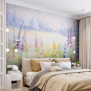 Alluring Wildflower Meadow Wallpaper Mural, Custom Sizes Available