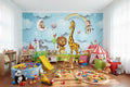 Child's Room Playful Animals Wallpaper Mural, Custom Murals Available