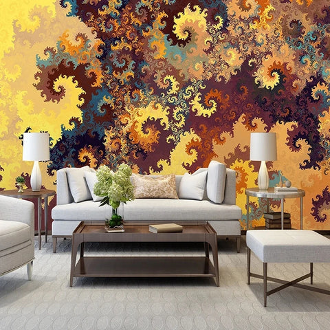 Image of Awesome Geometric Fractal Design Wallpaper Mural, Custom Sizes Available