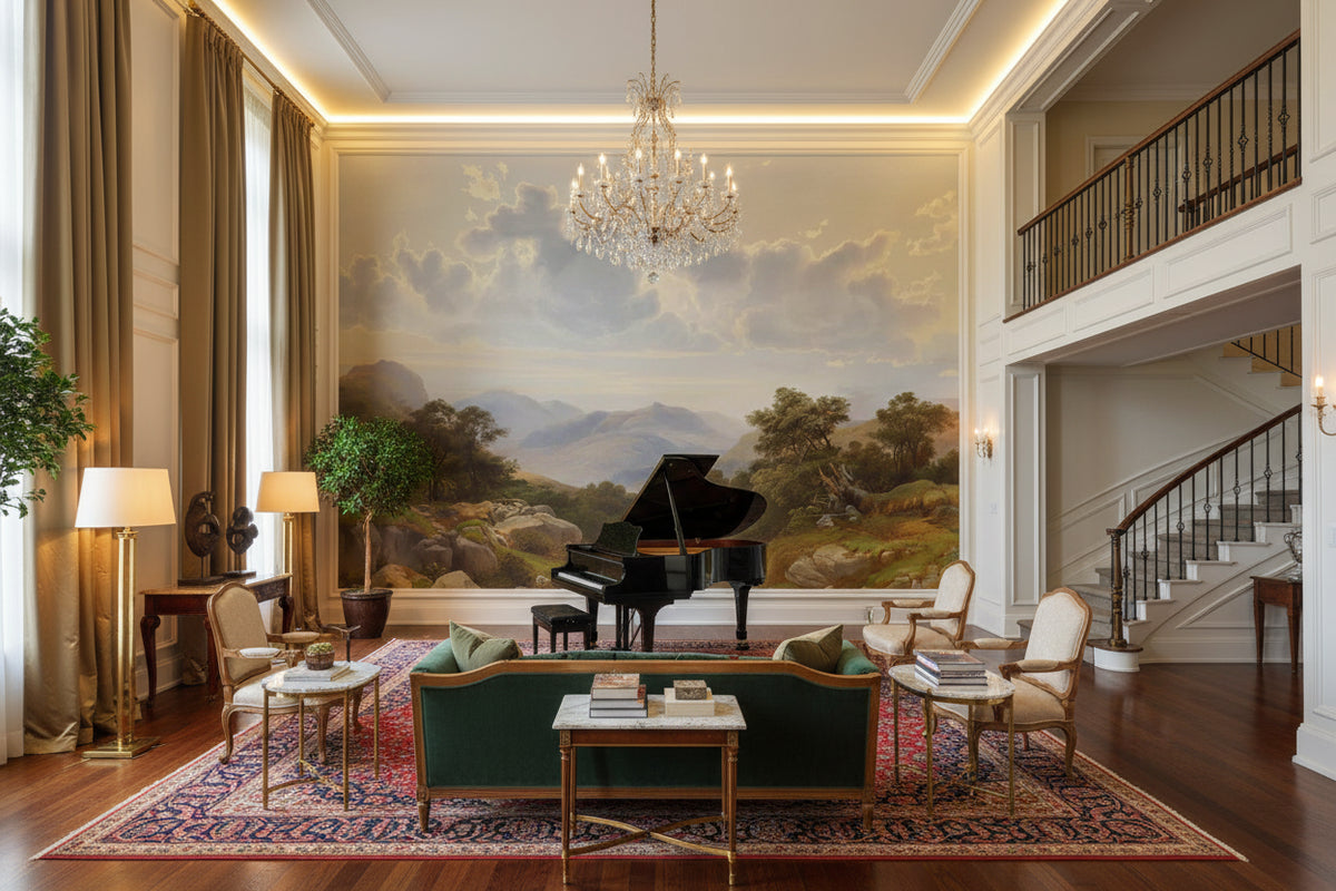 Exquisite Landscape Painting Wallpaper Mural, Custom Sizes Available