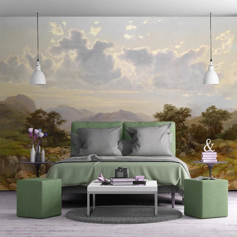 Image of Exquisite Landscape Painting Wallpaper Mural, Custom Sizes Available