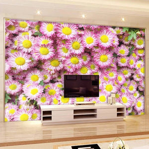 Beautiful Lavender Daisies Wallpaper Mural, Custom Sizes Available