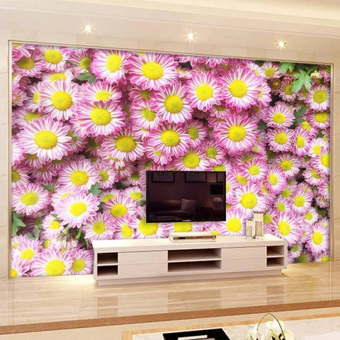Image of Beautiful Lavender Daisies Wallpaper Mural, Custom Sizes Available