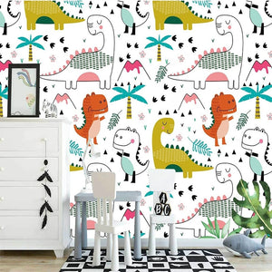 Cute Cartoon Dinosaurs For Child's Room Wallpaper Mural, Custom Sizes Available