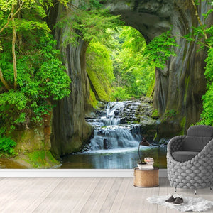 Alluring Stream Through A Cave Wallpaper Mural, Custom Sizes Available