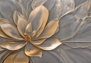 Beautiful Abstract Painted Relief Magnolia Blossom Wallpaper Mural, Custom Sizes Available