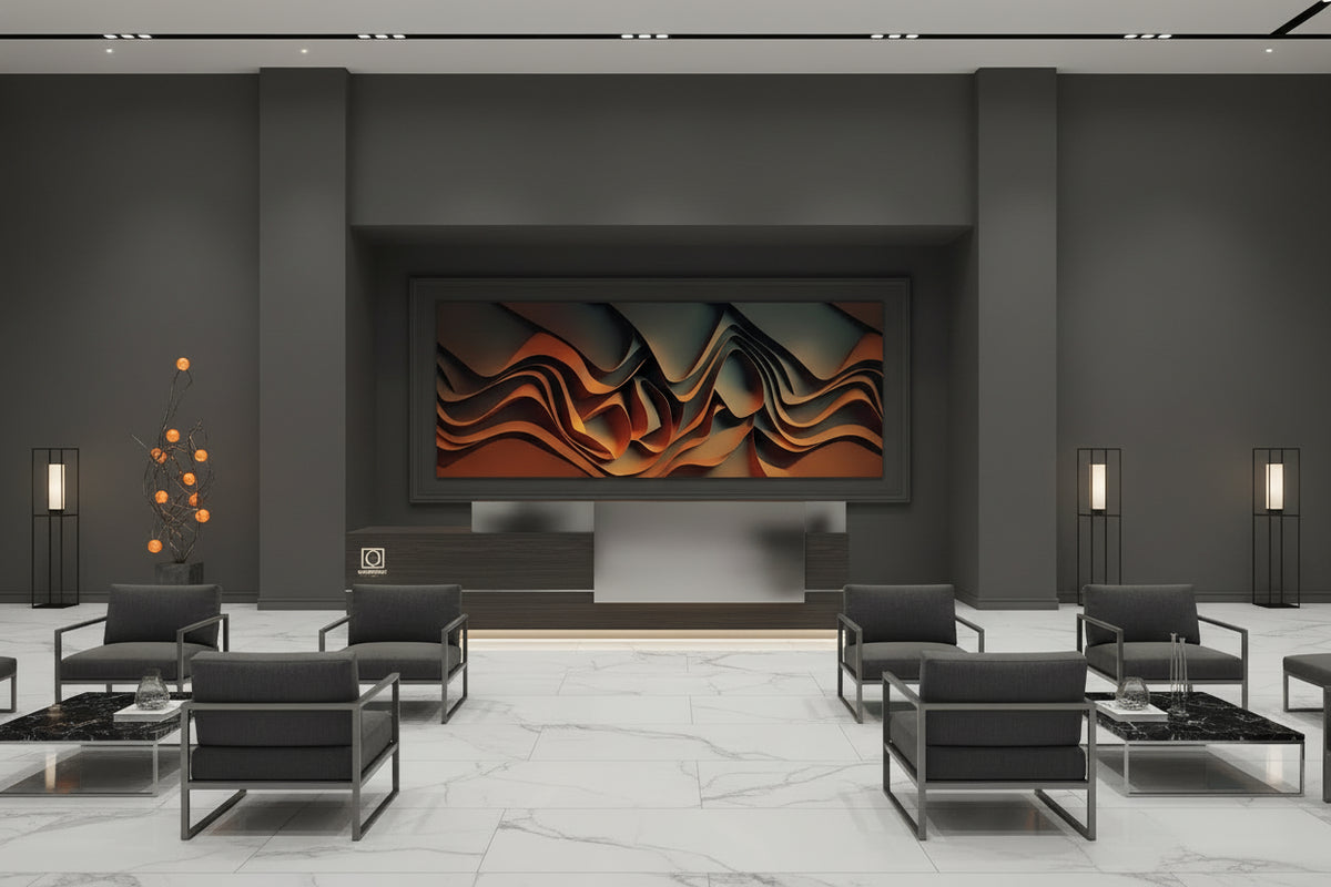 3D Modern Abstract Burnt Orange Wave Wallpaper Mural, Custom Sizes Available