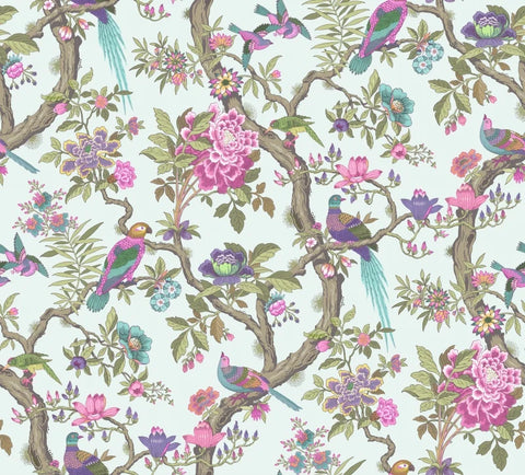 Image of Classical American Birds and Flowers Wallpaper Mural, Custom Sizes Available