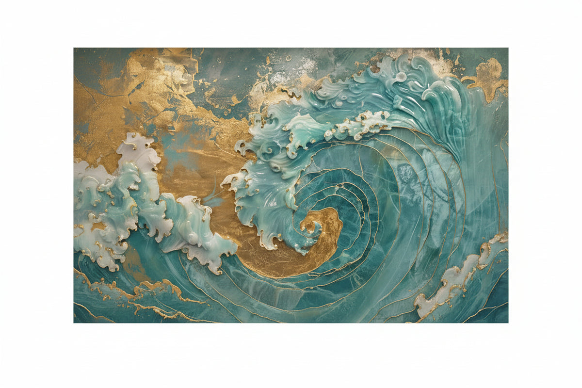 Abstract Textured Blue Wave Wallpaper Mural, Custom Sizes Available