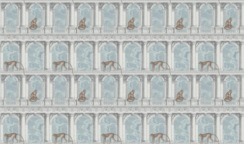 Image of Monkeys Mural Wallpaper, Two Colors Available, Custom Sizes Available