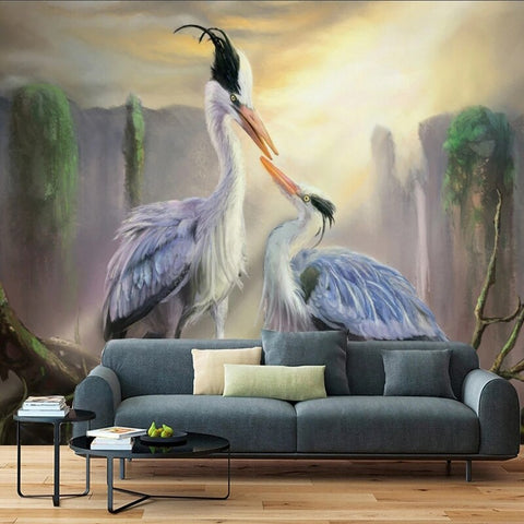 Image of Stunning Great Blue Herons Wallpaper Mural, Custom Sizes Available