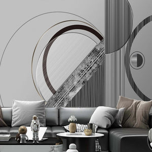 Abstract Black, Grey, White Background Geometric Shapes Wallpaper Mural, Custom Sizes Available