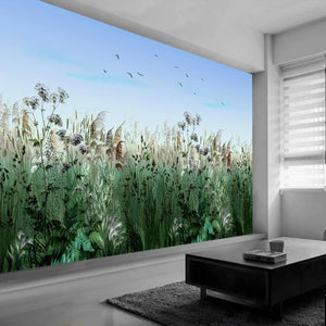 Beautiful Wildflower Field Wallpaper Mural, Custom Sizes Available