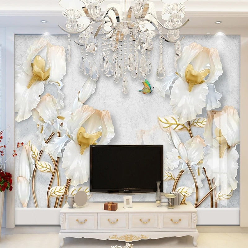 Lovely White Bearded Iris Wallpaper Mural, Custom Sizes Available