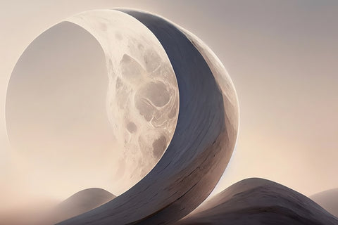 Image of Abstract Moon Shape Wallpaper Mural, Custom Sizes Available