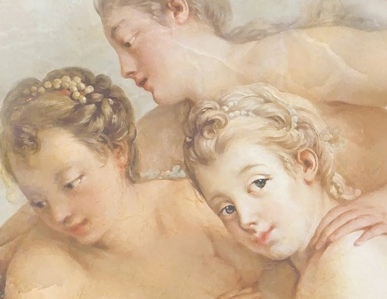 Classical Painting of Water Nymphs and Cherubs Wallpaper Mural, Custom Sizes Available