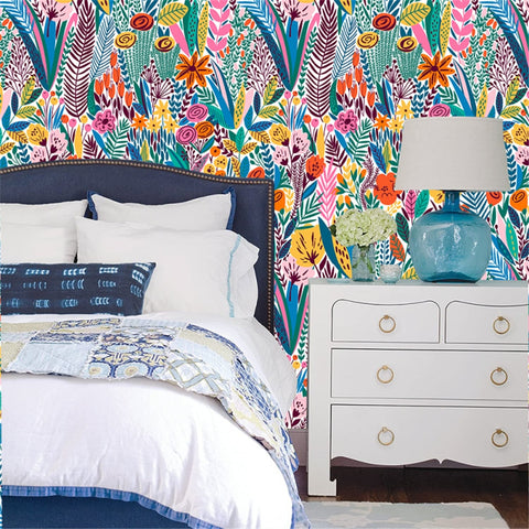 Image of Colorful and Fun Nature Inspired Wallpaper Mural, Custom Sizes Available