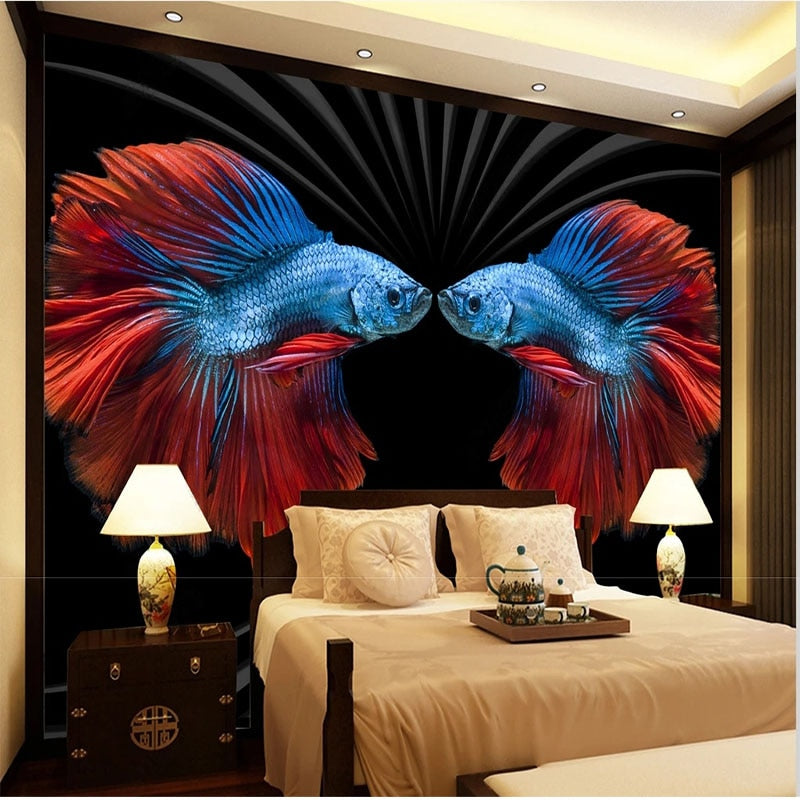 Awesome Beta Fish Face-Off Wallpaper Mural, Custom Sizes Available
