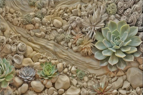 Image of Awesome Succulent Wall Wallpaper Mural, Custom Sizes Available