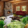 Peaceful Stream and Rock Floor Mural, Custom Sizes Available