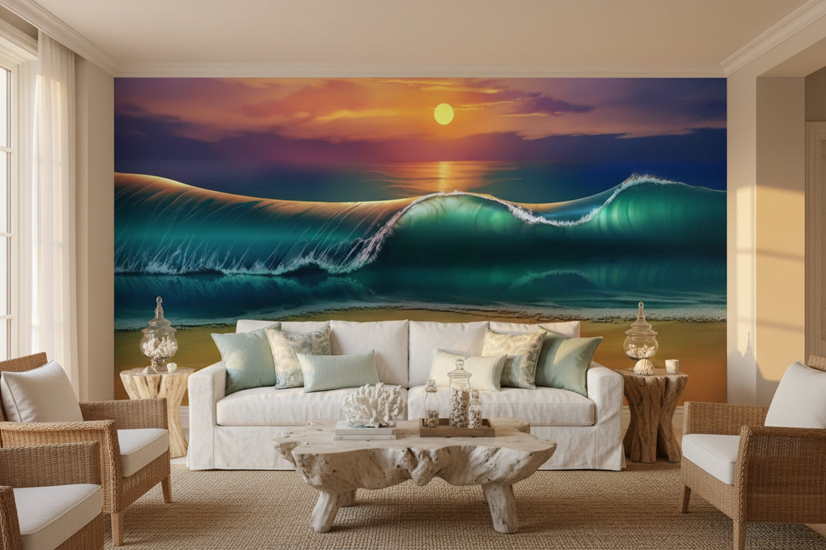 Awesome Wave Painting Wallpaper Mural , Custom Sizes Available