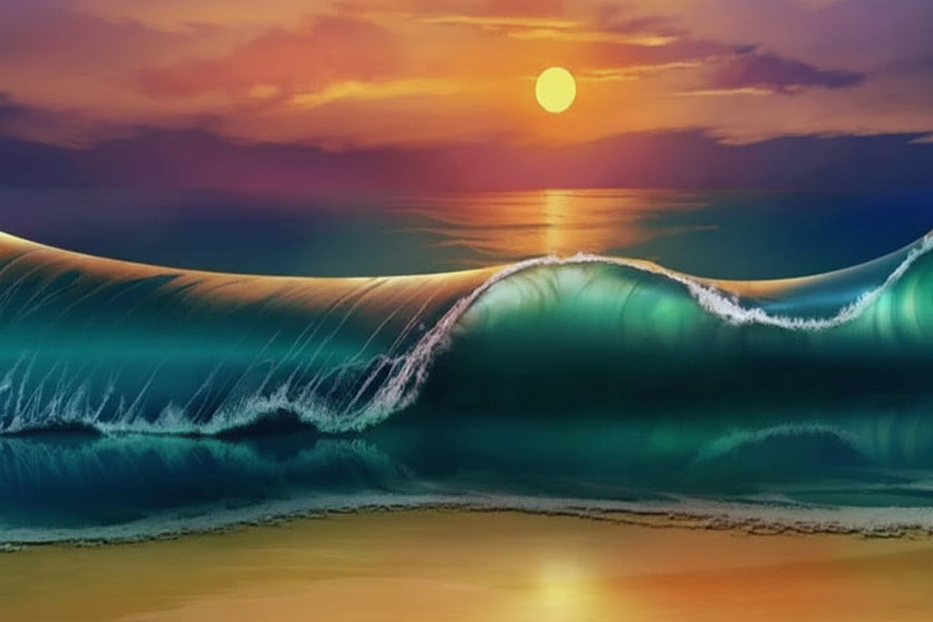 Awesome Wave Painting Wallpaper Mural , Custom Sizes Available
