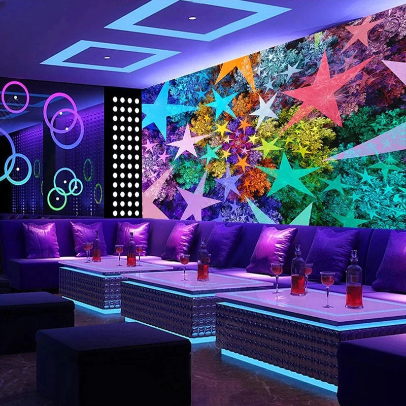 Colorful Star Burst Wallpaper Mural, Custom Sizes Available