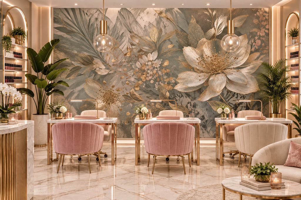 Sublime Gold and Ivory Floral Background Wallpaper Mural, Custom Sizes Available