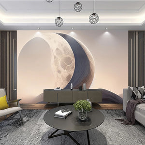 Abstract Moon Shape Wallpaper Mural, Custom Sizes Available