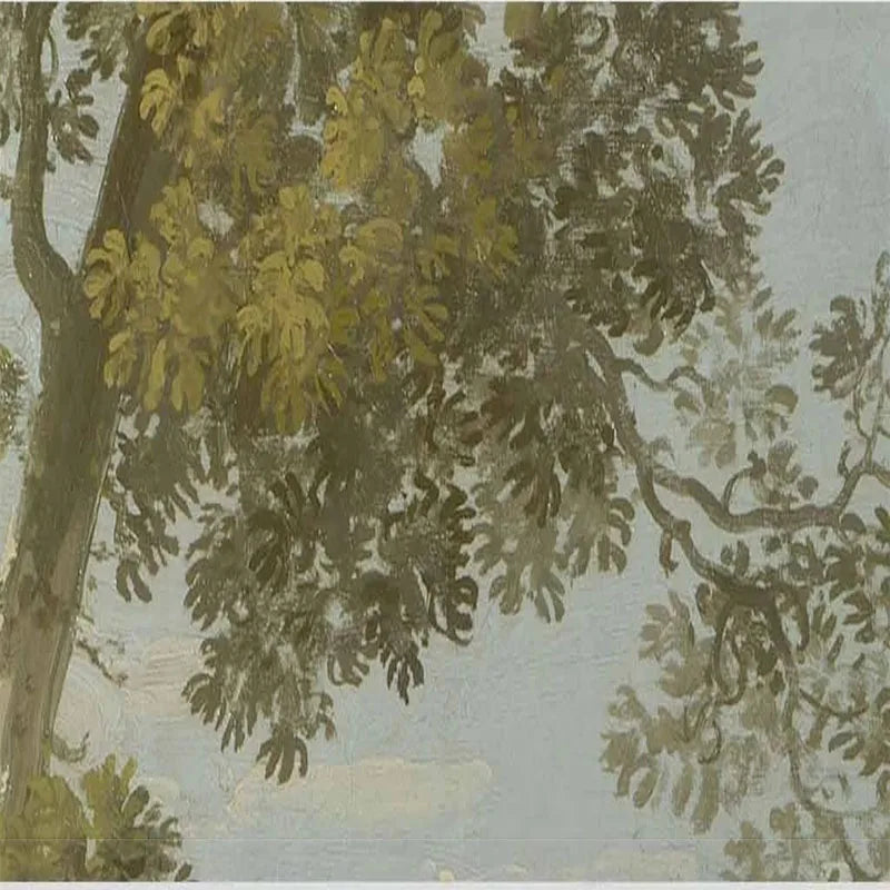 Beautiful Tree and Sky Oil Painting Wallpaper Mural, Custom Sizes Available