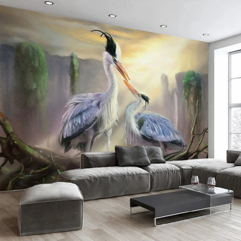 Image of Stunning Great Blue Herons Wallpaper Mural, Custom Sizes Available