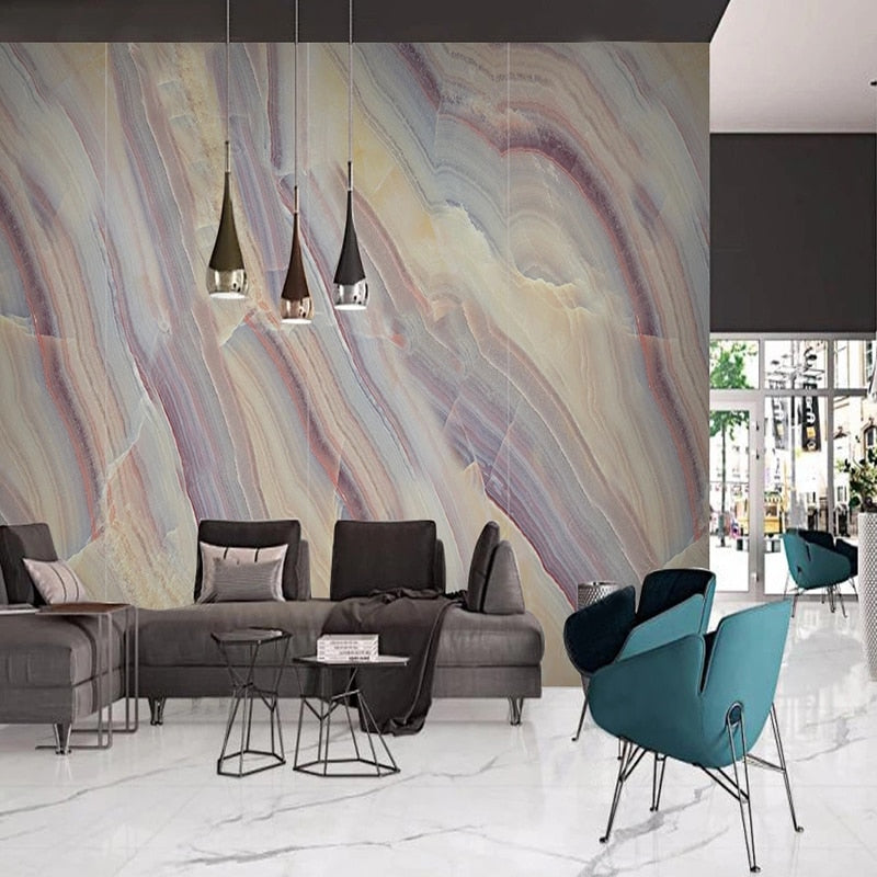 Awesome Purple/Tan/Blue Veined Marble Wallpaper Mural, Custom Sizes Available