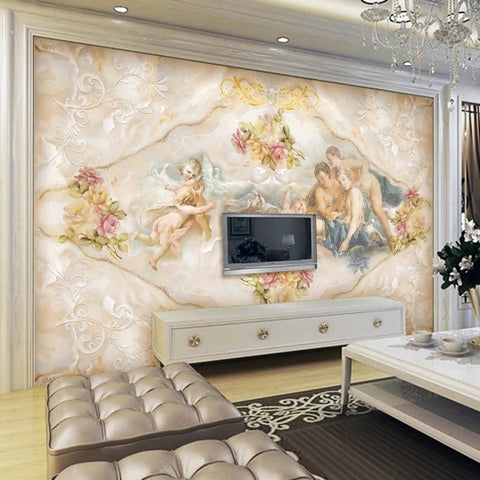 Image of Classical Painting of Water Nymphs and Cherubs Wallpaper Mural, Custom Sizes Available