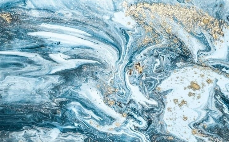 Blue, White and Gold Marble Wallpaper Mural, Custom Sizes Available