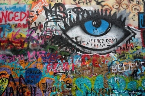 Image of Graffiti Eye Art Wallpaper Mural, Custom Sizes Available
