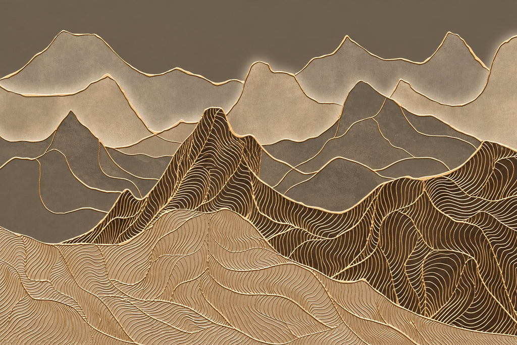 Abstract Brown and Tan Mountains Wallpaper Mural, Custom Sizes Available