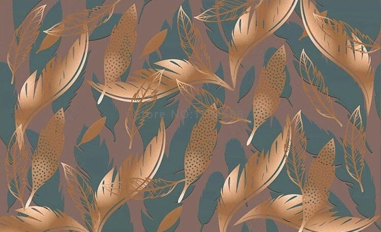 Abstract Feathers Falling Stone Blue Background, Custom Sizes Available