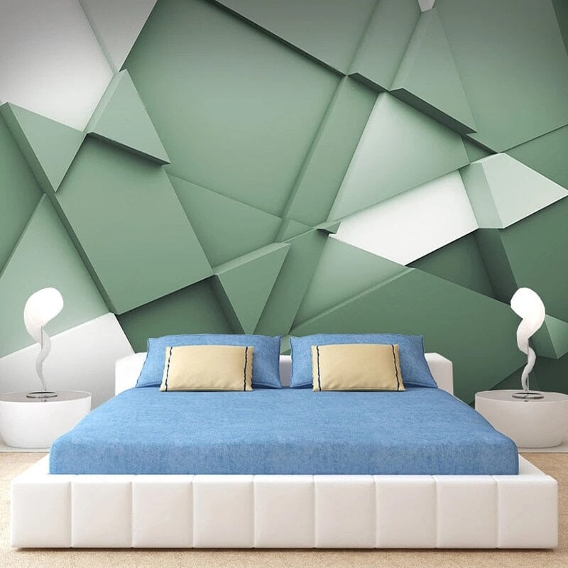 Abstract Geometric Sea Foam Green Wallpaper Mural, Custom Sizes Available
