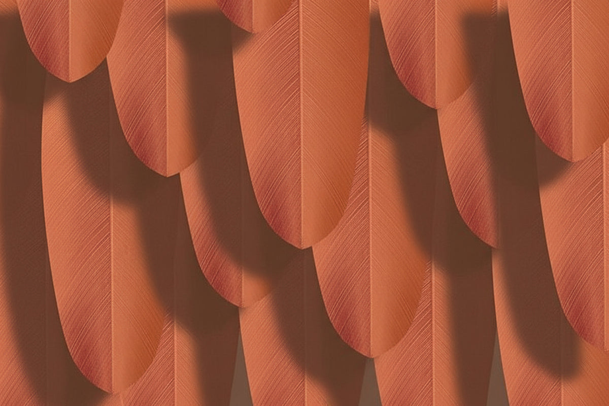 Abstract Orange Feathers Wallpaper Mural, Custom Sizes 
Available